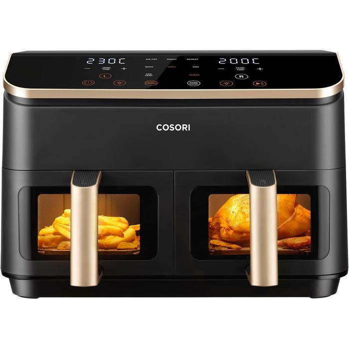 Friteuse à air 2 compartiments 85 Lair fryer 8-en-1 jusqu’à 8 portionshaute efficacité énergétiquecompatible lave-vaisselle - Cactose