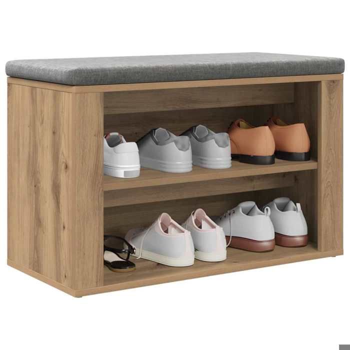 [14521]Rack à chaussures - Meuble Chaussure d’Entrée - avec étagère chêne artisanal 75x35x45 cmPoids:14.81 Kg