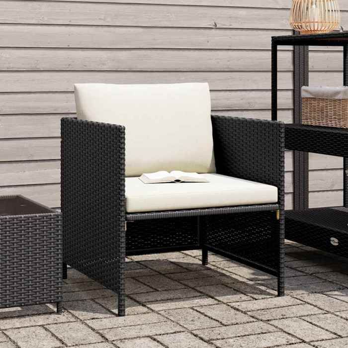 SALE 2026Canapé fixe/Sofa de jardin Noir - Canapé de jardin avec coussins Noir Résine tressée - 60x60x60cm 9.2 Kg 355770