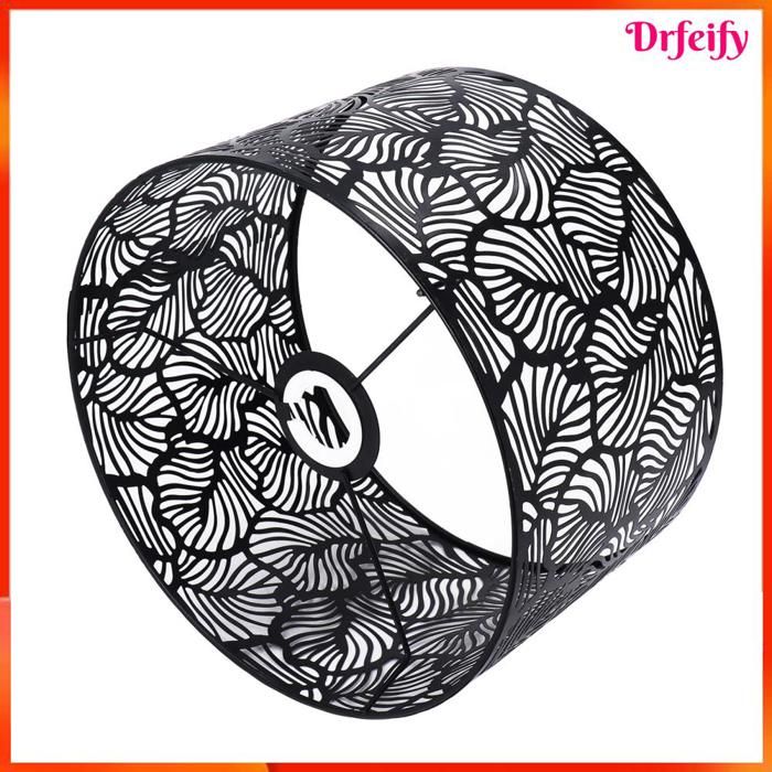 Abat-jour - AKOZON - Modèle décoratif creux - Métal noir et or - Ø25 cm - Compatible E14/E27