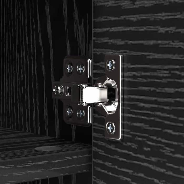 Remise 2026®Armoire Flottante pour chambre Cuisine Noir - Porte-manteau mural avec étagère - chêne Noir - 80x20x30cm 946 4483774