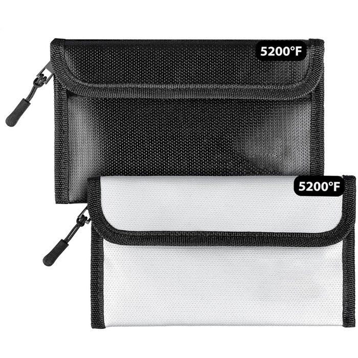 2 sacs ignifugés sac ignifugé pour argent (20 x 127 cm) petit sac ignifugé pour documents enveloppe ignifugée avec fermeture