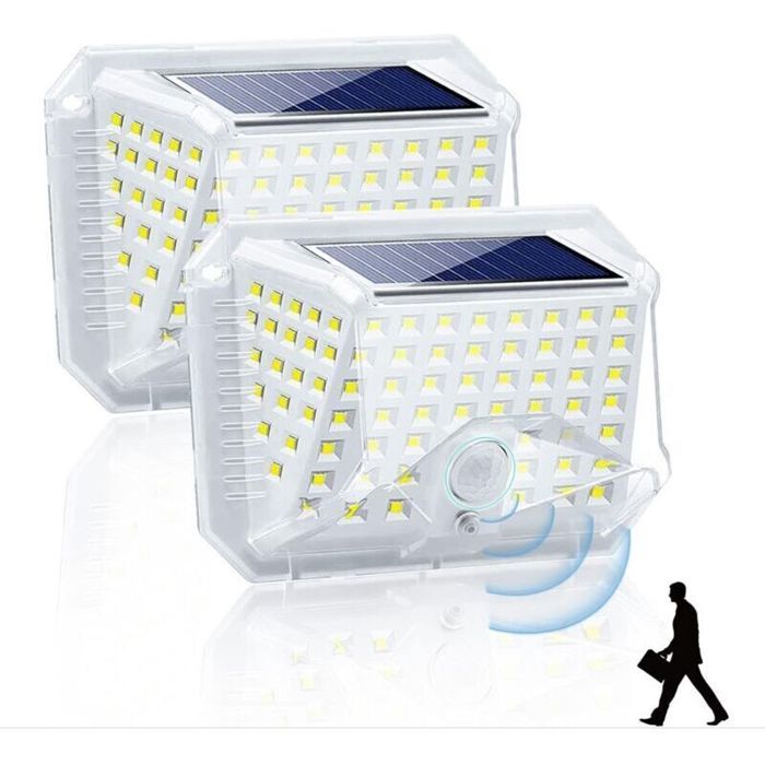 Lampe solaire extérieure - PZCC - 90 LED - Éclairage 270° - Détecteur de mouvement 120° - Étanche IP65