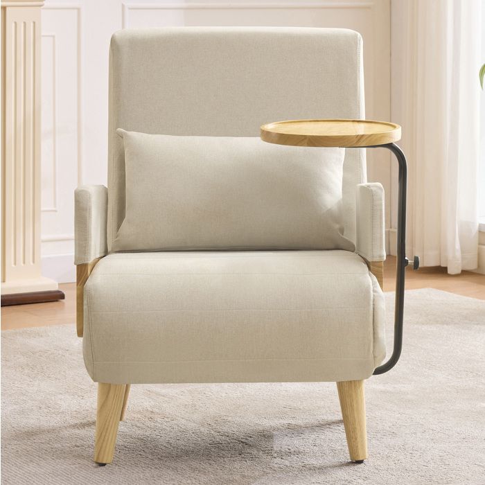 Fauteuil lounge convertible 3-en-1 avec table en bois siège rembourré fonction lit parfait pour appartement