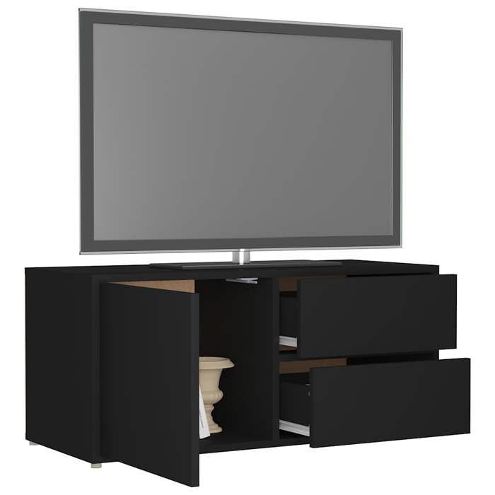Meuble TV Noir 80x34x36 cm Aggloméré_2 ans garantie_96690
