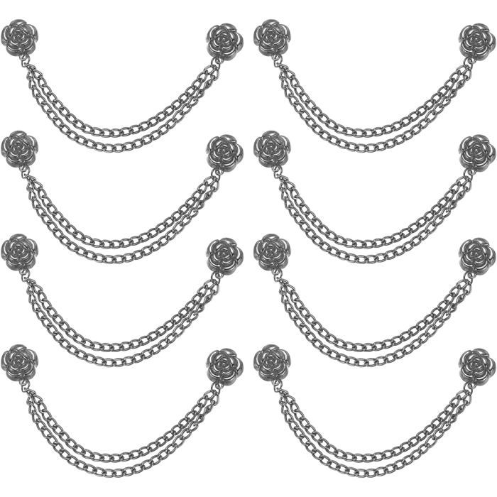 Pinces magnétiques pour vêtements ajustement d’ourlet chaîne fleur métal noir 8 pièces