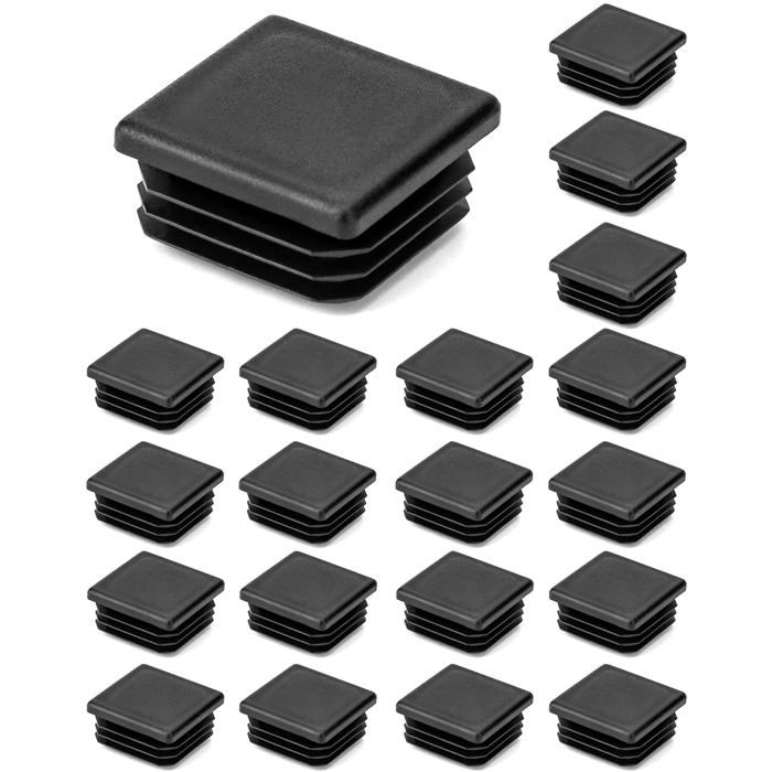 20 pièces bouchons à lamelles pour tube carré 35 x 35 mm en plastique polyéthylène noir antidérapant