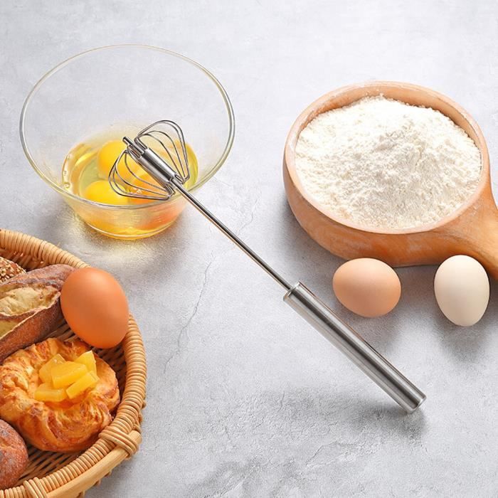 Séparateur Blanc Jaune Oeuf Fouet Cuisine,Mélangeur à Pâte Manuel Grand Batteur à œufs Plat Manche à Bois Mixeur à Tête En Acier Inoxydable Outil De Cuisson - Maison Fouet Semi Automatique Cuisine