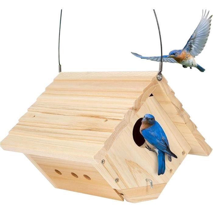 Nichoir En Bois Rouge Brique Pour Oiseaux – Pour Mésanges, Étourneaux – Avec 0,5 Kg De Nourriture