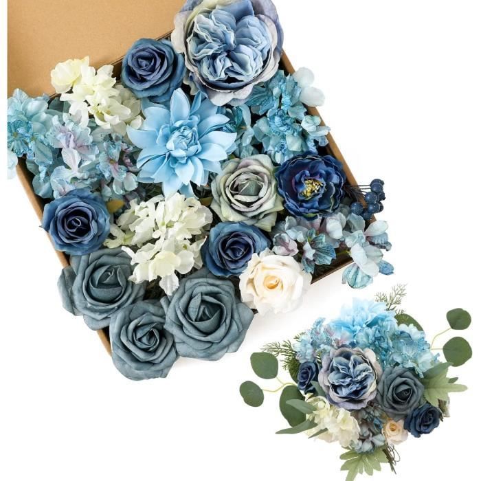 BLEUM CADE Lot De 4 Fleurs Artificielles D'hortensia Avec Eau Synthétique Dans Un Vase, Arrangements Floraux Dans Un Vase En Verre Pour La Maison, Le Bureau, La Décoration De Table De Mariage