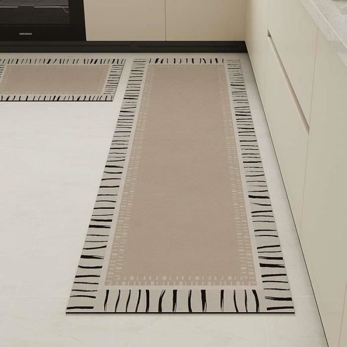 Tapis De Sol Antidérapant Long De Cuisine - Tapis Super Absorbant Eau Et Huile - 45x150cm Ovale Gris Foncé Lavable