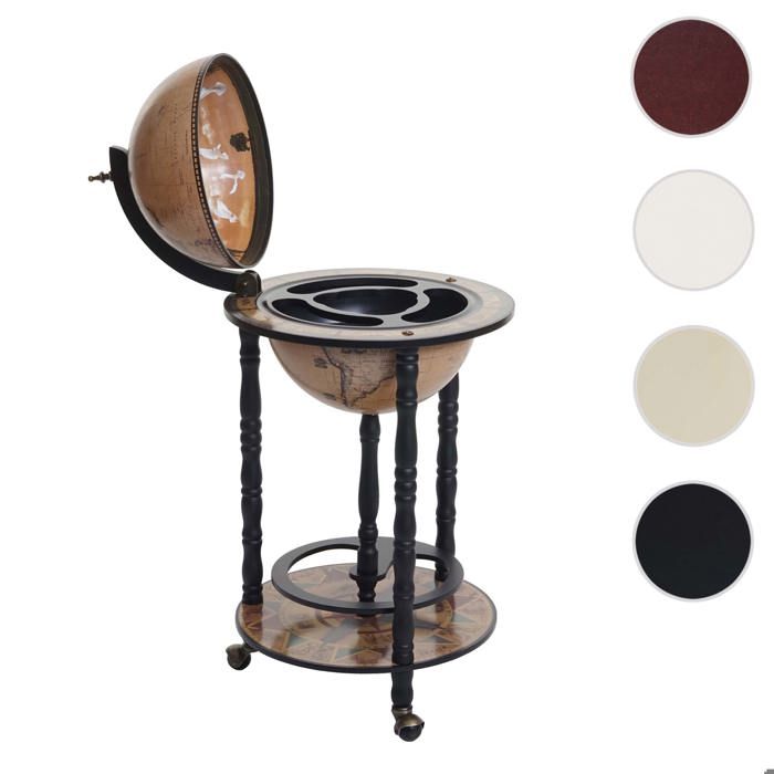 MCW Bar de salon MCW-D83 Ø 33cm roulant bois deucalyptus blanc