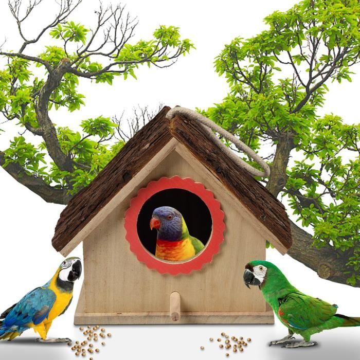 nids doiseaux en Bois Suspendus Maison nichoir Accessoires nichoir pour perroquets Animaux Artisanat Longzhou Nichoir en Bois