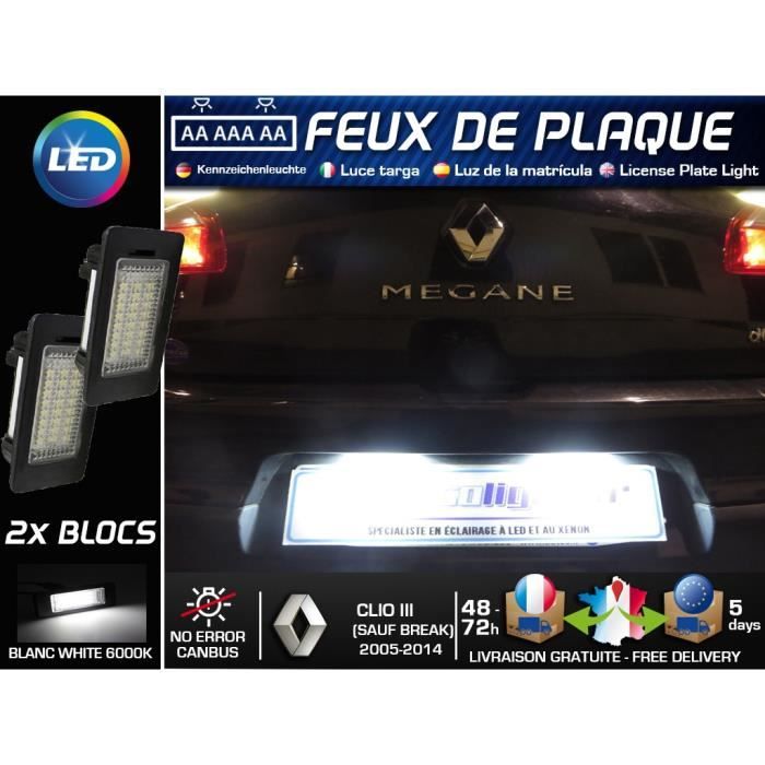 Modules LED plaque immatriculation - Renault Clio III (sauf break) -  Cdiscount Auto