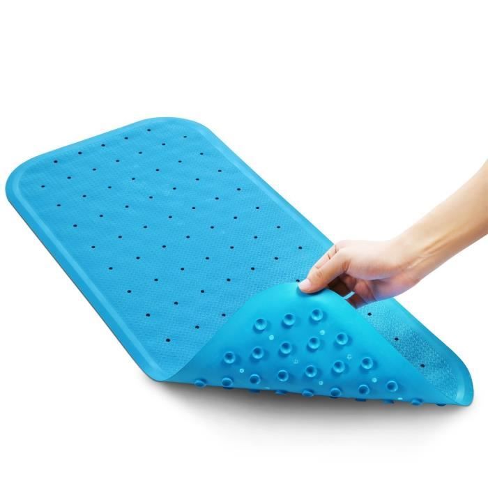 itrunk tapis de bain en caoutchouc naturel antiderapant avec ventouses a haute adherence 76 x 34 cm bleu achat vente anti derapant bain cdiscount