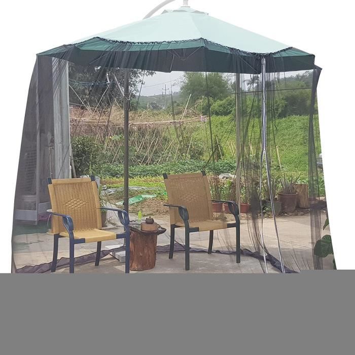 Moustiquaire pour parasol, filet pour parasol de terrasse avec 2 portes,  double fermeture éclair, moustiquaire réglable pour 8 à 10 personnes, filet  de couverture de parasol beige (noir), Mode en ligne