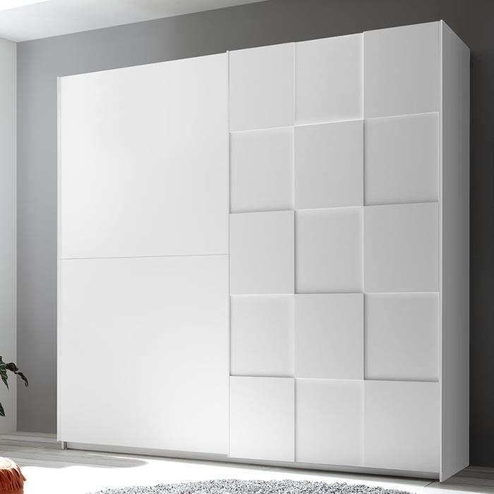 Armoire 220 Cm Design Blanc Laque Tiavano Blanc L 220 X P 64 X H