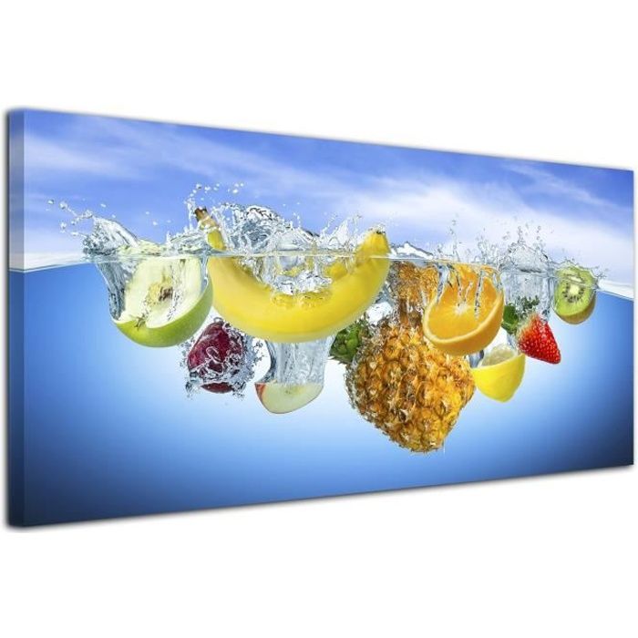 Tableau Decoration Cuisine Les Fruits Dans L Eau 60x30 Cm Cdiscount Maison