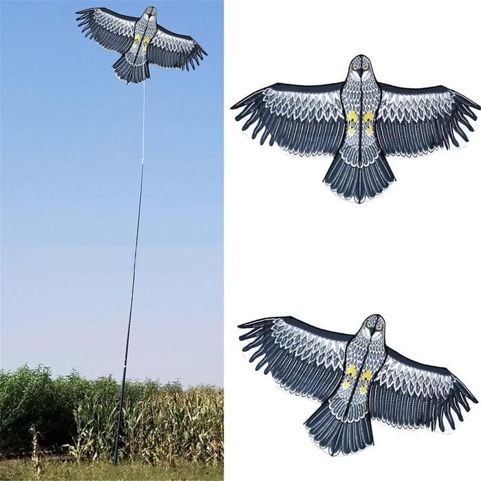 Cerf-volant Anti-oiseaux – Effaroucheur Faucon 125x60 Cm – Nylon Résistant – Pour Jardin, Ferme Et Cultures – Protection Naturelle