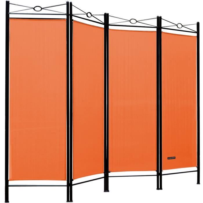 Paravent intérieur 4 panneaux 180 x 163 cm Séparateur de pièce pliable orange Cloison de séparation Intérieur maison