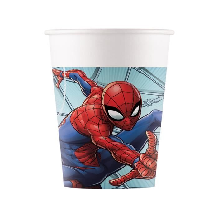 Gobelet avec paille Spiderman enfant verre en plastique
