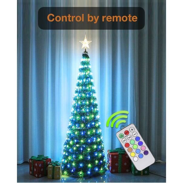 Sapin De Noel Artificiel Pliable Sapin De Noel Artificiel Lumineuse Pliable 150 Cm 314 Led 18 Modes De Lumieres Decoration Fetes Telecommande Cdiscount Maison