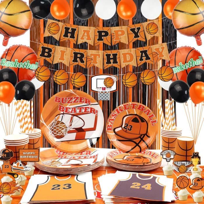Ensemble Décorations Fête Basketball Comprend Bannière Anniversaire  Vaisselle Ballons D anniversaire - Cdiscount Maison