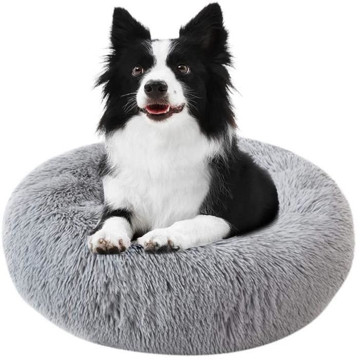 Coussin Chat Confortable, Panier pour Chien de Petite Taille, Lit Rond Lavable pour Animaux (40cm, Gris Clair