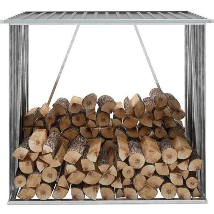 Abri de stockage de bois Abri de jardin range-bûches 163x83x154 cm Gris pour -ZOO