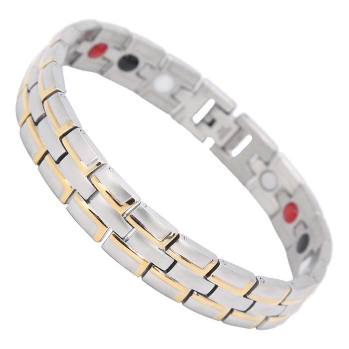 Bracelet Magnétique En Tungstène Plaqué Or 24K - Pour Le Soulagement Des Douleurs Articulaires - Taille Réglable