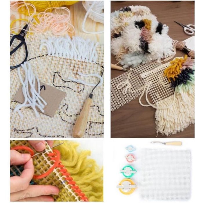 Fabrication de kit de tapis, DIY Blank Rug Weaving Knitting Latch
