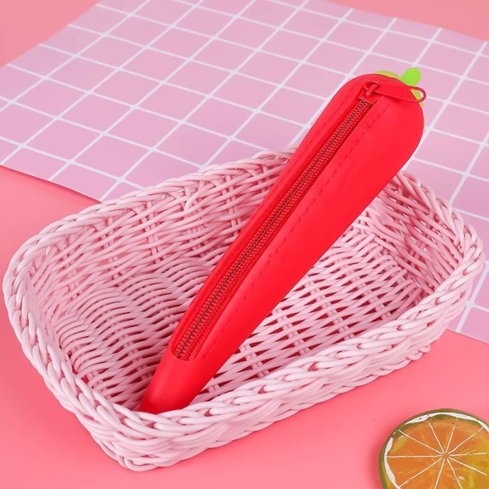 Trousse Scolaire En Silicone Avec Stylos Effaçables - Set 2 En 1 (trousse + Porte-stylo), Motifs Animaux, 5 Stylos 0,5 Mm