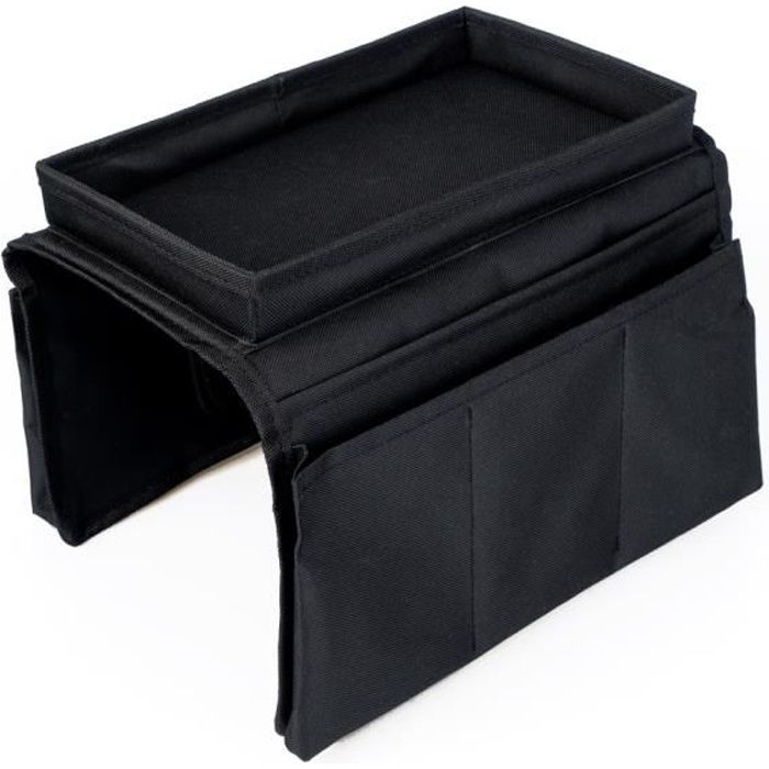 balvi organiseur de canapé sofa master couleur noir avec 6 poches et plateau polyester