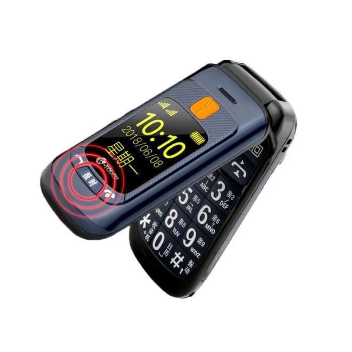 Téléphone Portable Senior Clapet Débloqué 2.4+1.8 Dual LCD Écran avec  Grandes Touches | Haut Volume |Bouton SOS | Radio FM | Lampe Torche et  Station