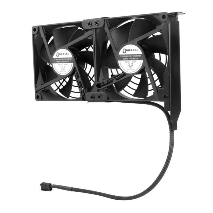 Support Ventilateur PCI Pour Carte Graphique – Monte 3 Ventilos 90mm/120mm, Refroidissement Efficace. Occupe 2 Slots. Couleur Noir.