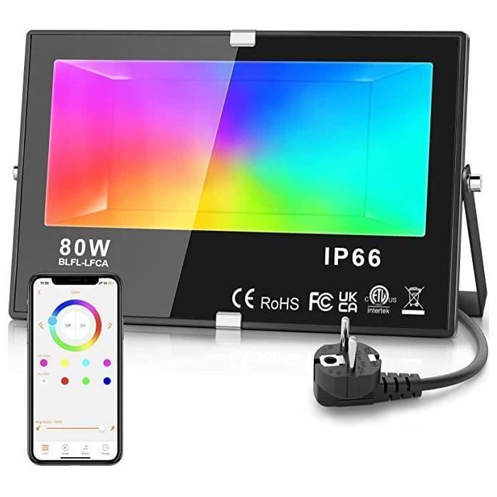 Projecteur LED extérieur - NETBOAT - RGB 80W - 16M couleurs -6000k+2700K - IP66 étanche