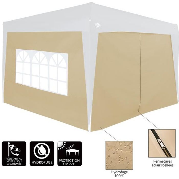 2 Parois Latérales Pour Tonnelle 3x3m Avec Fenêtres - Imperméables Pour Camping Et Jardin