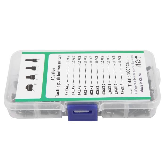 100 Boutons Poussoirs Tactiles Momentanés - Micro Interrupteurs 6x6x6 Mm, Pour Circuits électroniques - 10