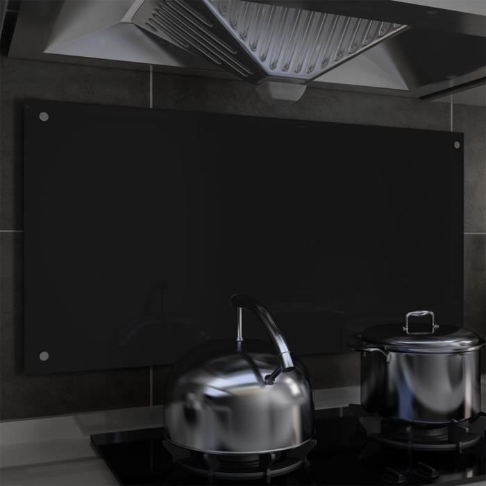CREDENCE - ACCESSOIRE CREDENCE - FOND DE HOTTE - Dosseret de cuisine Noir 100 x 50 cm Verre trempé - DIO7380739059443