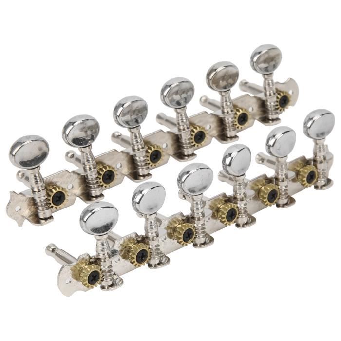 Clés D'Accordage Pour Guitare 12 Cordes – Mécaniques Ouvertes En Alliage De Zinc – Argent – Précision Et Durabilité