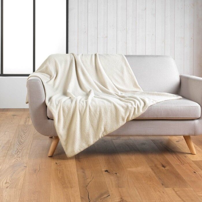 Plaid 125 x 150 cm – Bouclette Unie – Wooly Naturel Plaid 125 x 150 cm – Bouclette Unie – Wooly Naturel