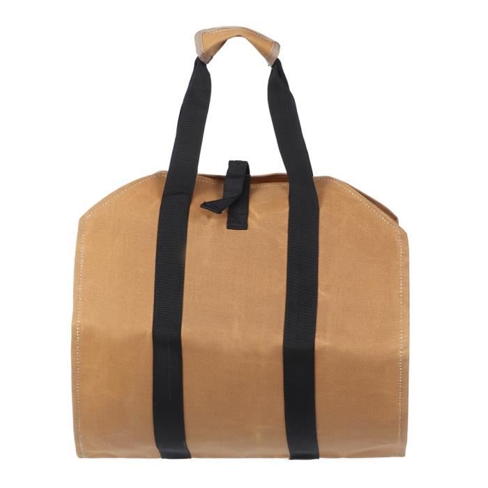Sac de transport de bûches, imperméable à double usage, portable, toile cirée humide, sac fourre-tout pour bois de chauffage pour le camping en plein air