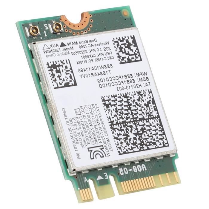 Carte Réseau 10gb Carte Réseau Wi-Fi AC-7265 Bluetooth 4.0 - Double Bande 2.4G/5G, 867 Mbps - Format NGFF/M.2 - Pour ThinkPad Carte Wifi 7