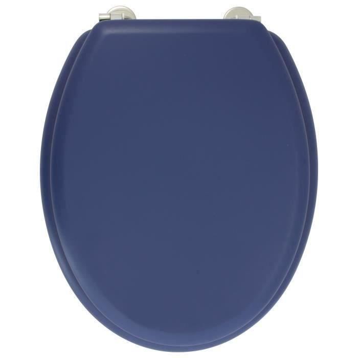 Promobo Abattant De Toilettes Cuvette WC Design Uni Bleu Foncé Déco City Contemporain 