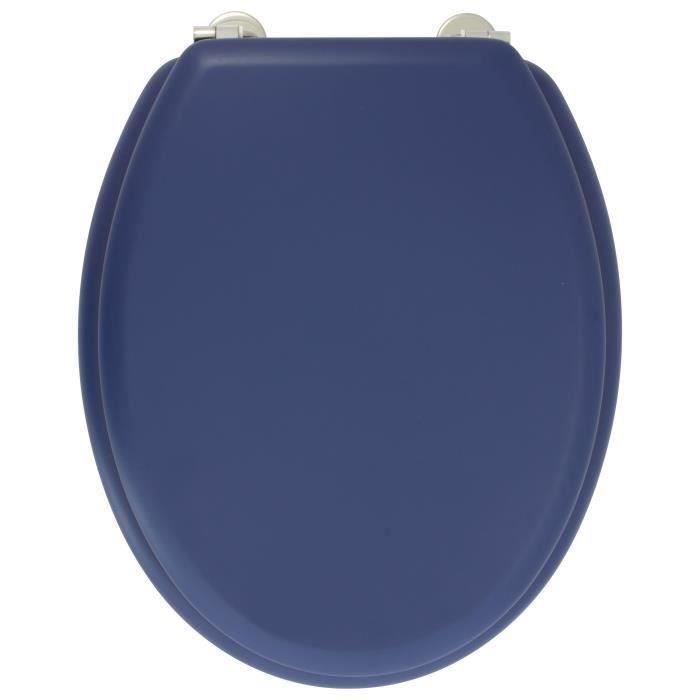 GELCO DESIGN Abattant WC Dolce - Charnières inox - Bois moulé - Bleu marine