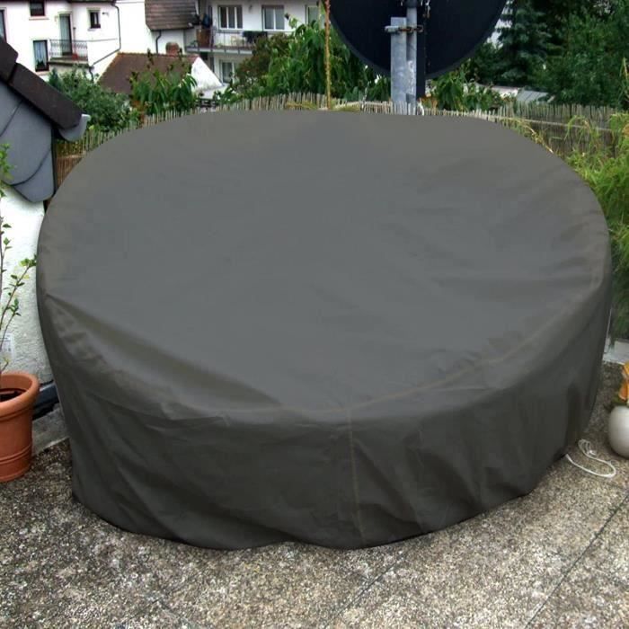 Housse de protection ronde 190 cm - IMPERMÉABLE - Housse de bâche en rotin pour meubles de jardin COMME MONTRé