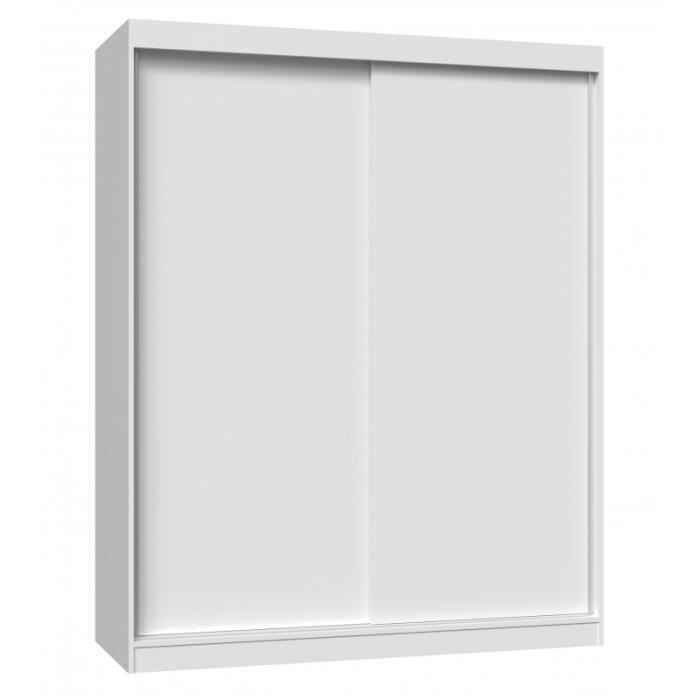 PAOLO - Armoire penderie &agrave; 2 portes coulissantes - Largeur 160 cm - Dressing de chambre 2 portes - Blanc 160x61x200 