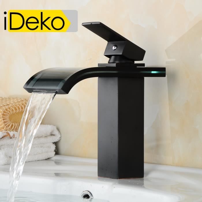Robinet Salle De Bain FORIOUS Noir - Mitigeur Cascade Acier Inoxydable, Économiseur D'Eau, Installation Facile