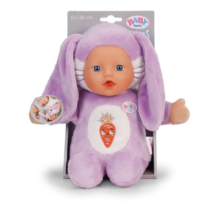 Poupée douce 26 cm lapin avec poches pour doigts et capuche