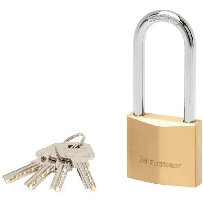 Cadenas en laiton MASTER LOCK - Anse de 64mm - Double-verrouillage - 4 clés incluses